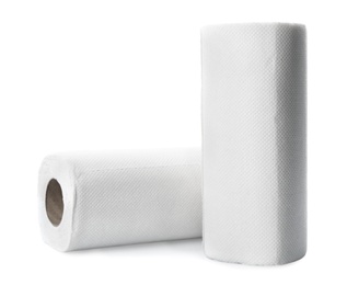 Rolls of paper tissues on white background