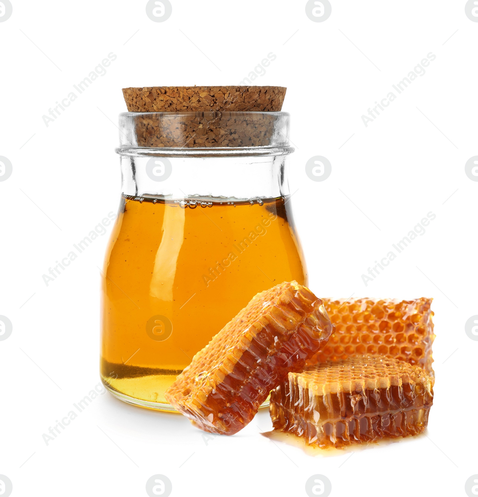 Image of Tasty natural honey on white background. Organic product