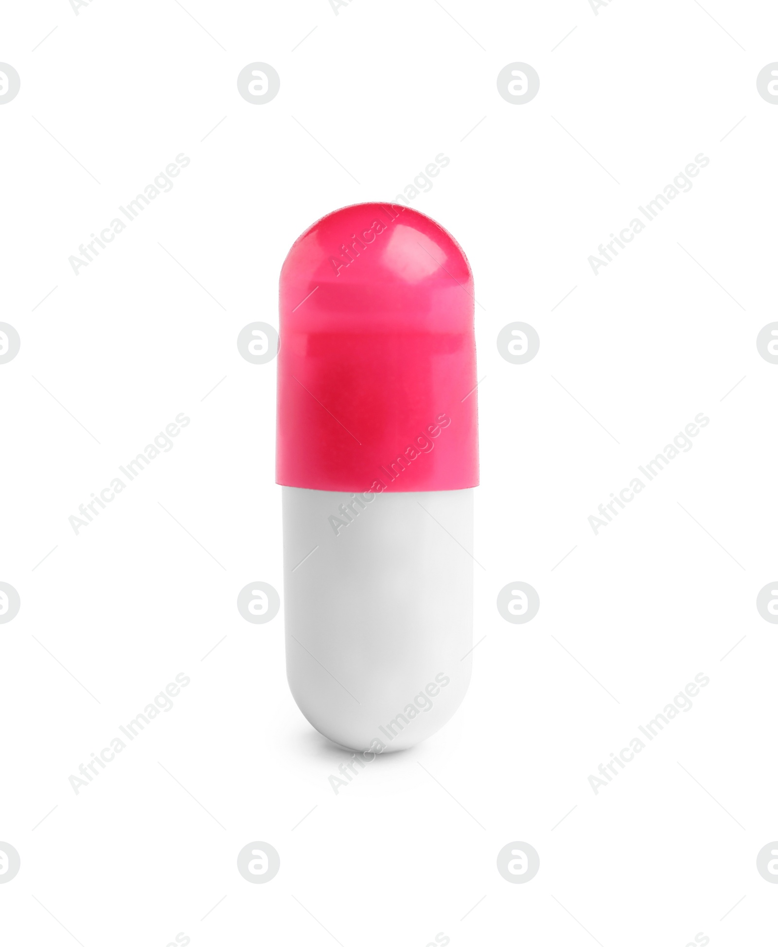 Photo of One pill on white background. Medicinal treatment