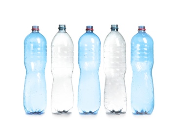 Plastic bottles on white background. Recycle concept