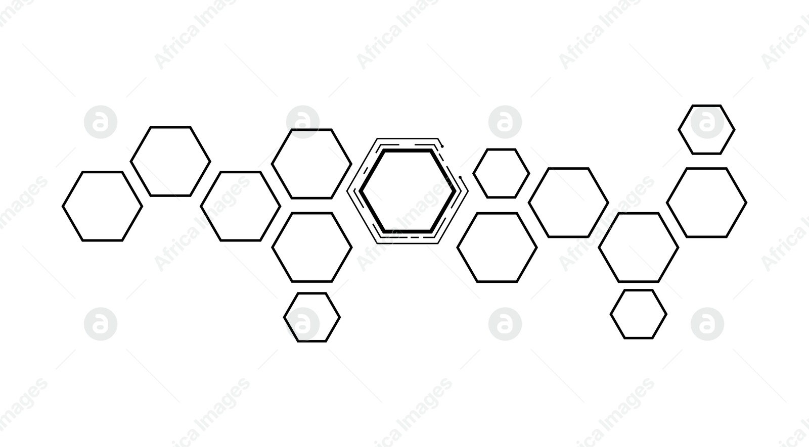 Image of Pattern of hexagons on white background, illustration. Banner design