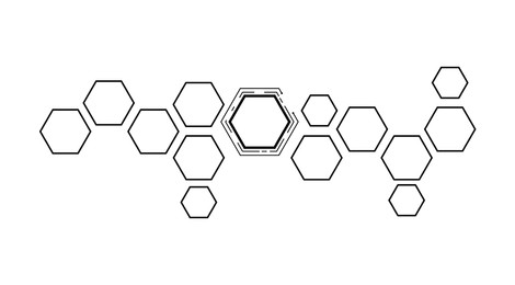 Image of Pattern of hexagons on white background, illustration. Banner design