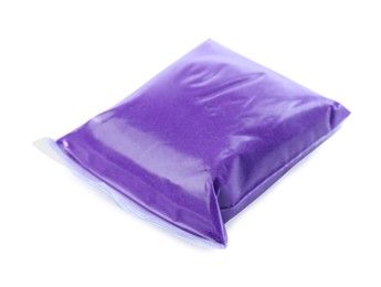 Photo of Package of purple plasticine isolated on white