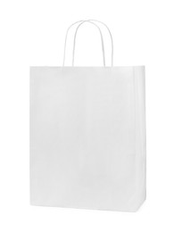 Photo of Empty shopping paper bag isolated on white