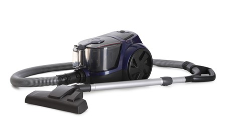 Modern new vacuum cleaner on white background