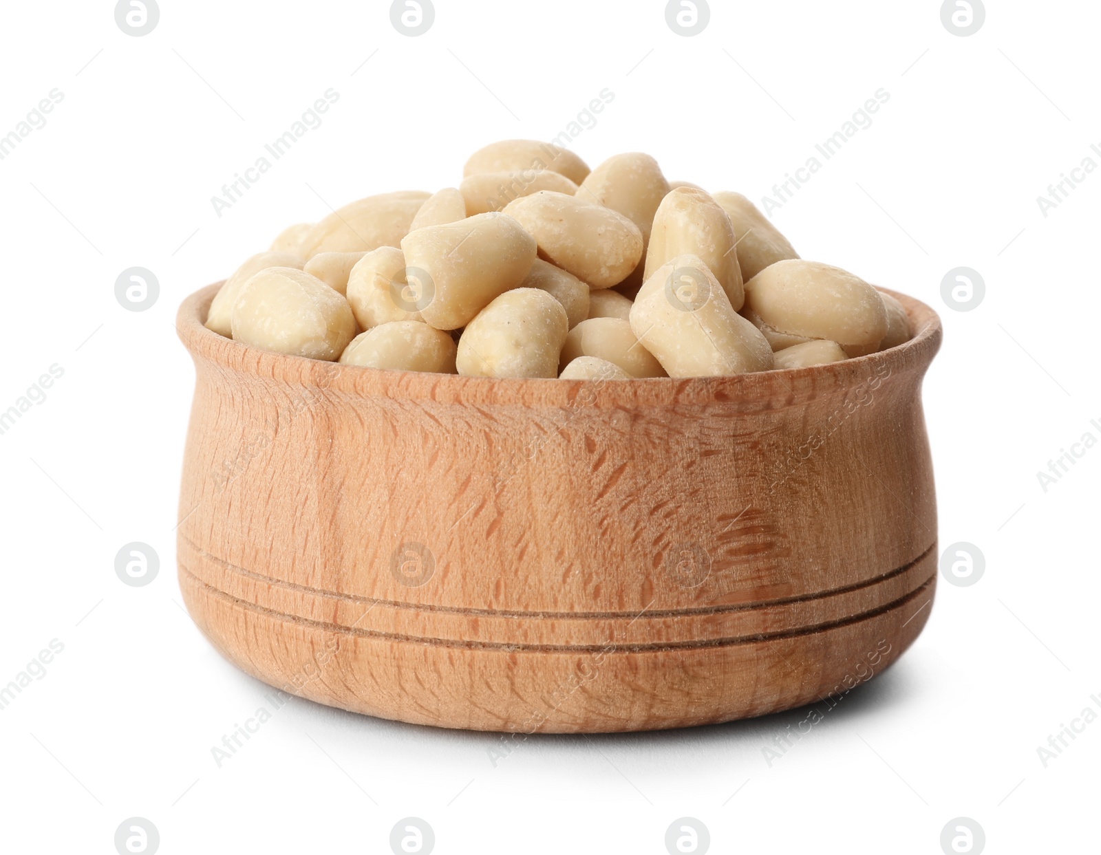 Photo of Shelled peanuts in bowl on white background