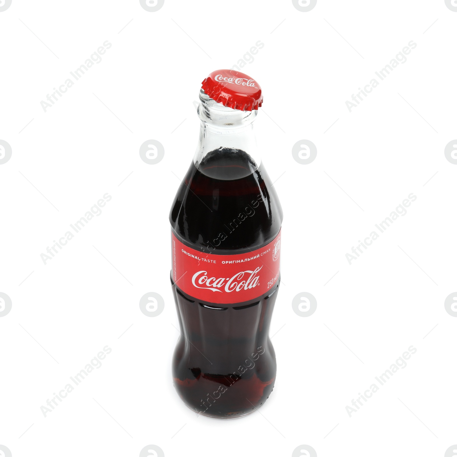 Photo of MYKOLAIV, UKRAINE - NOVEMBER 15, 2018: Bottle of Coca Cola on white background