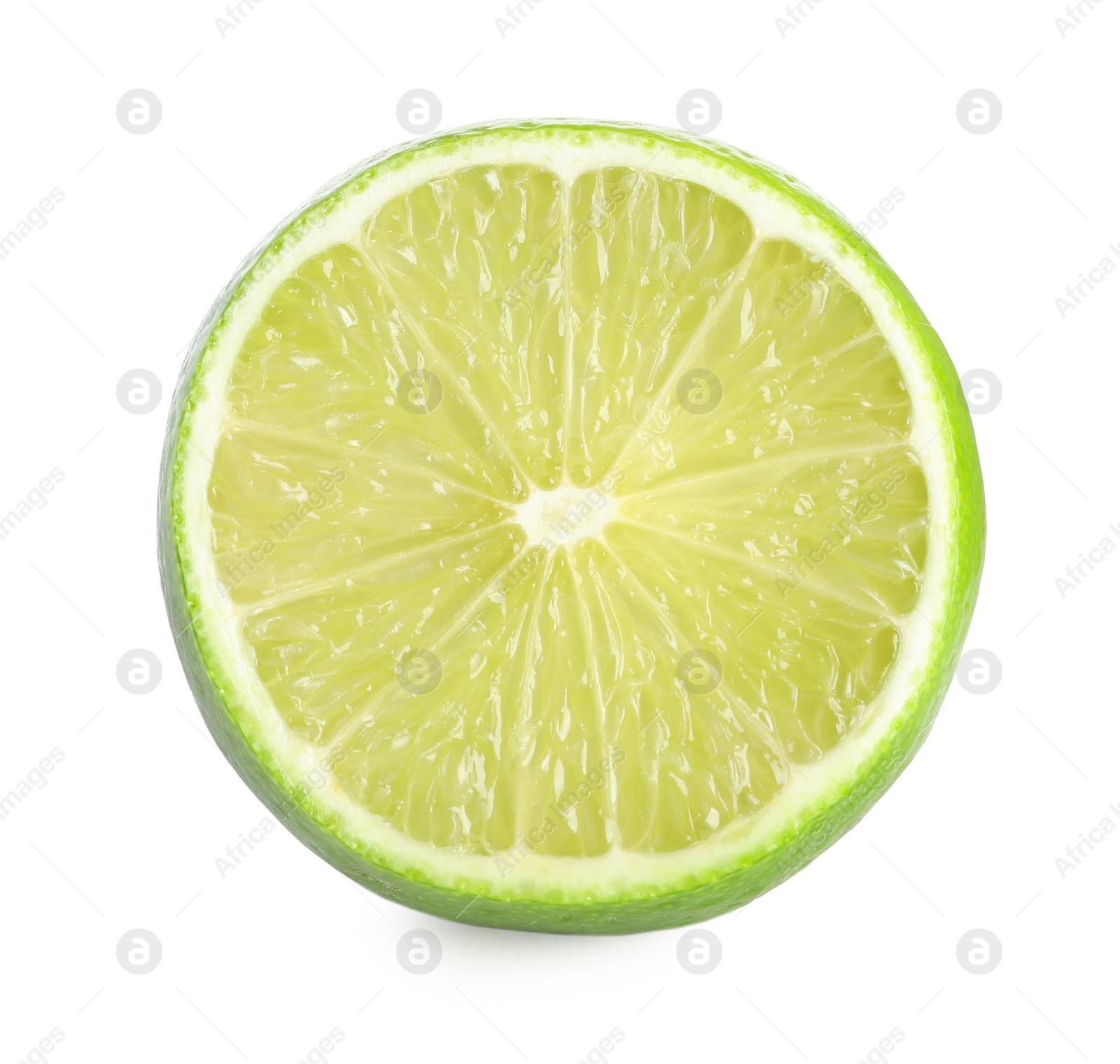 Photo of Half of fresh green ripe lime isolated on white