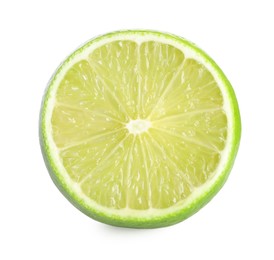 Photo of Half of fresh green ripe lime isolated on white