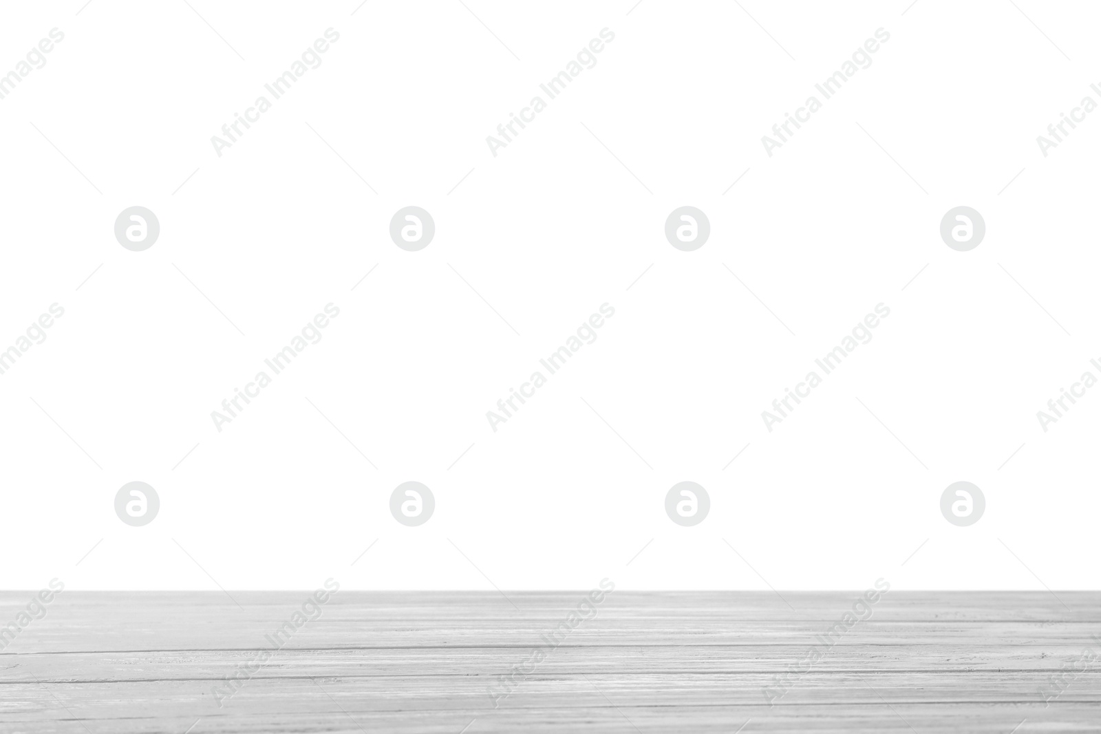 Photo of Empty wooden surface against white background. Mockup for design