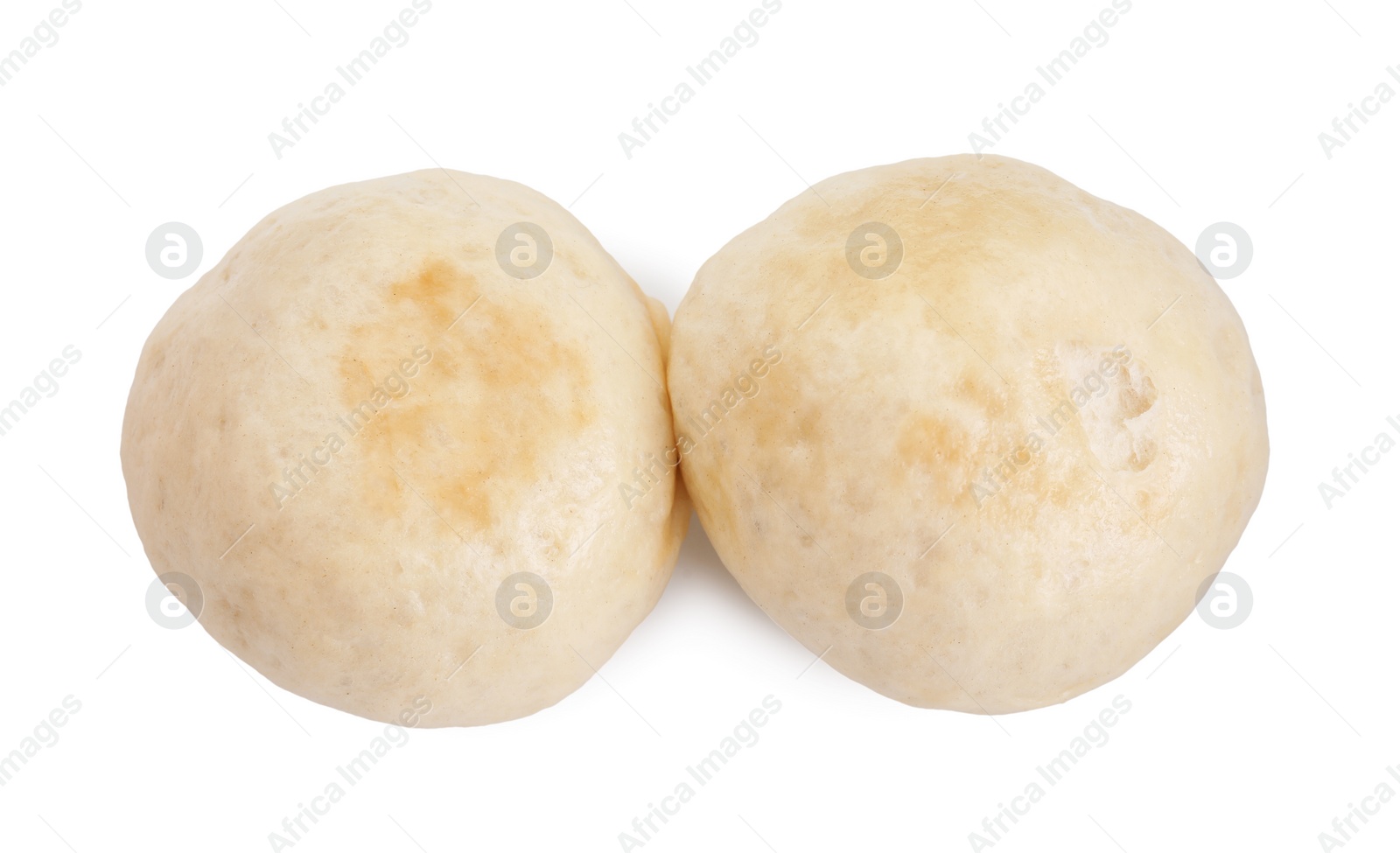 Photo of Delicious chinese steamed buns isolated on white, top view