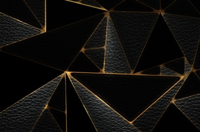 Image of Gold and black geometric ornament as background. Luxury pattern
