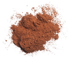 Cocoa powder on white background