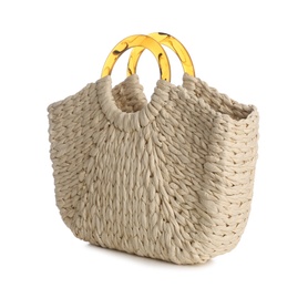 Wicker bag isolated on white. Beach accessory