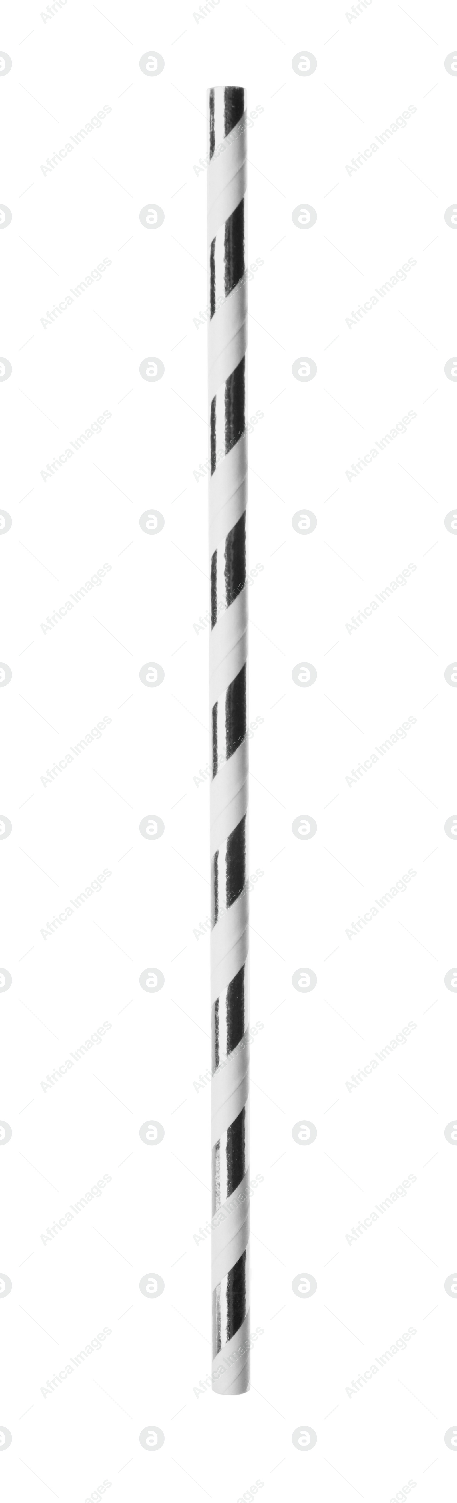 Photo of Striped paper cocktail tube isolated on white