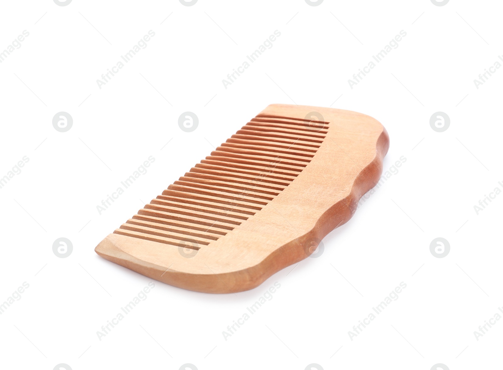 Photo of New wooden hair comb isolated on white