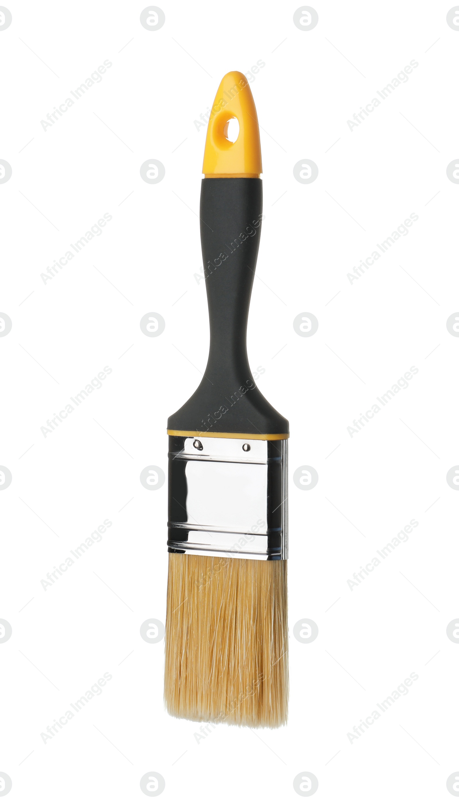 Photo of New paint brush on white background. Decorating tool