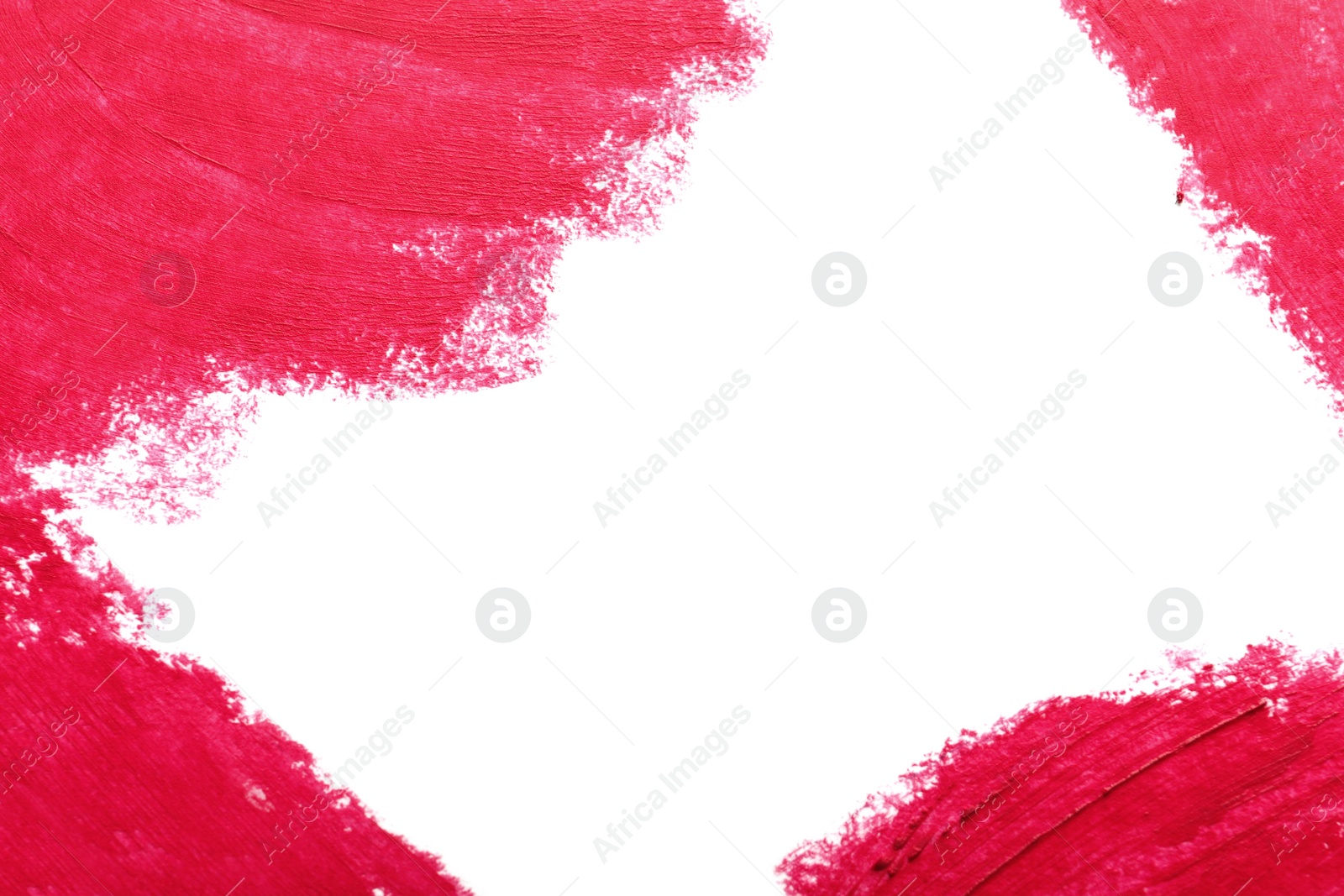 Photo of Strokes of lipstick on white background, top view. Space for text