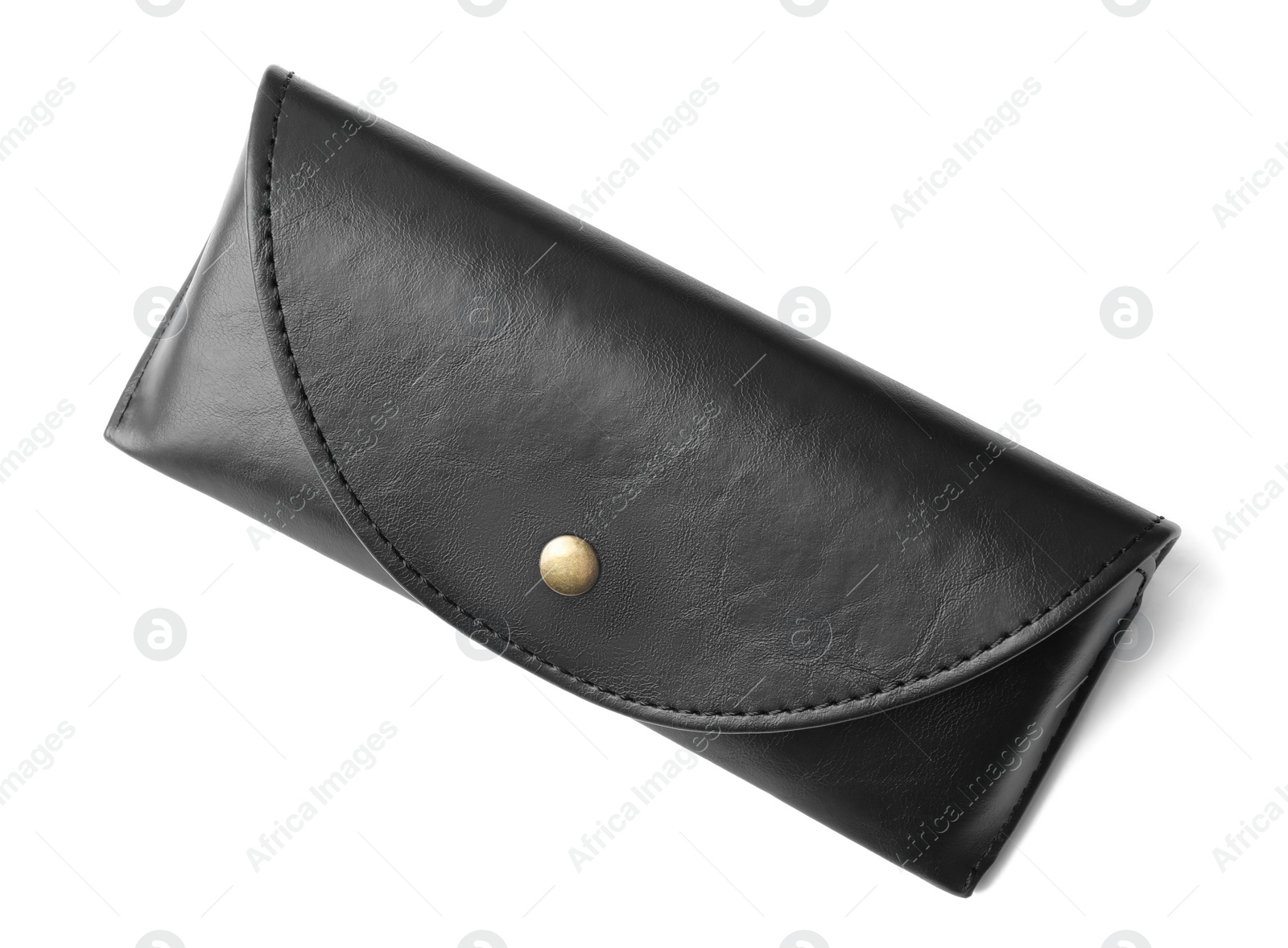 Photo of Black leather sunglasses case isolated on white