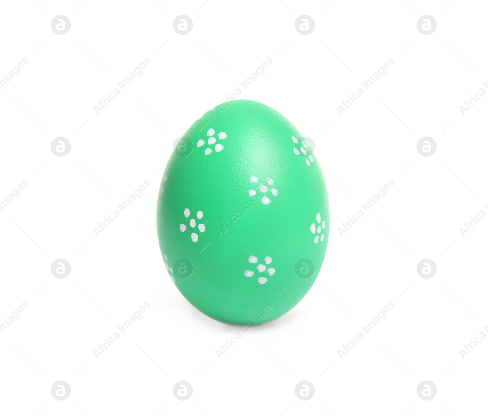 Photo of Green egg for Easter celebration isolated on white