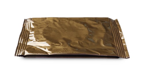 Packaged female condom isolated on white. Safe sex