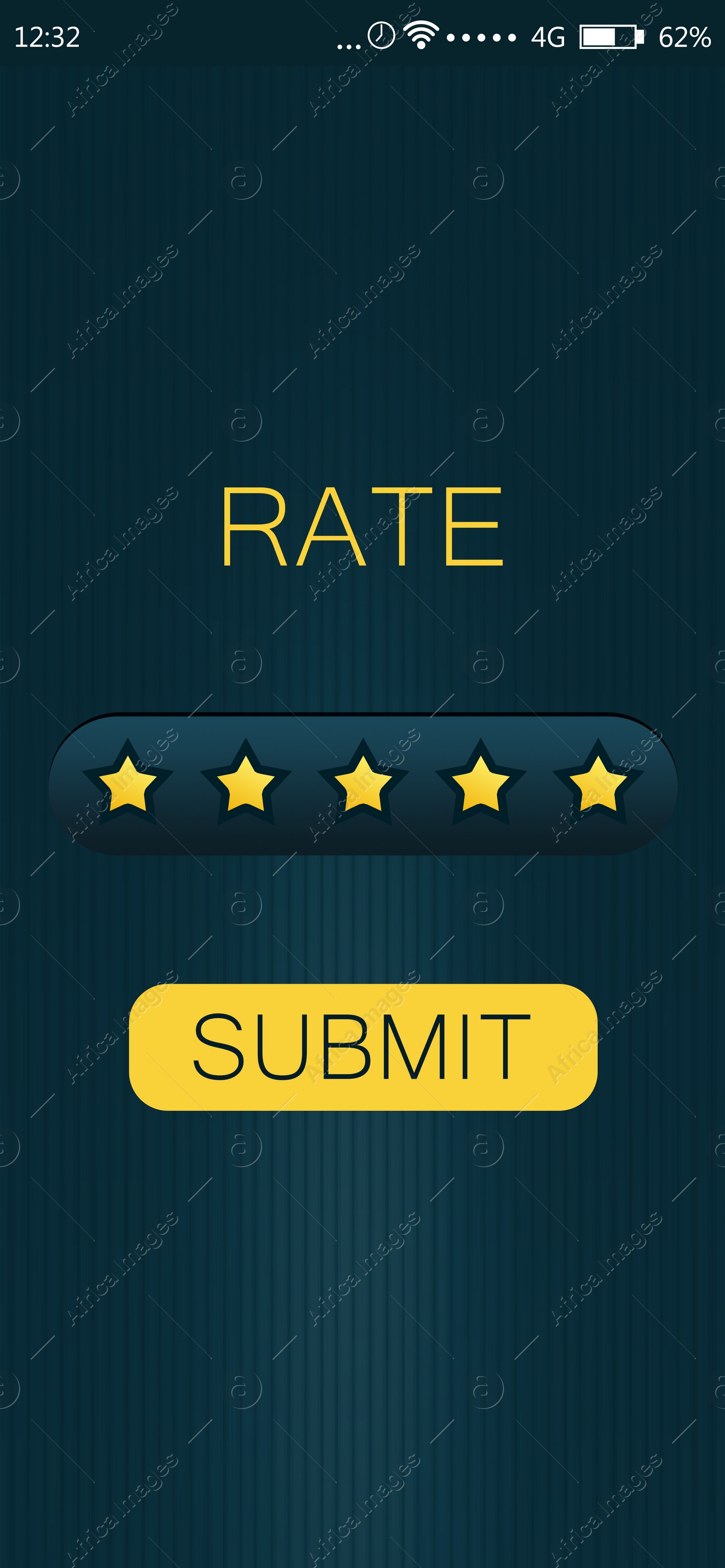 Illustration of Customer review on smartphone, illustration. Five stars quality rating