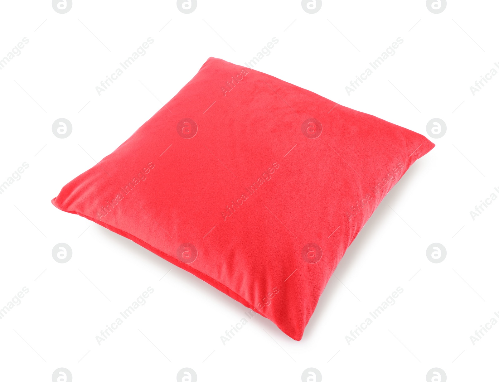 Photo of New soft red pillow isolated on white