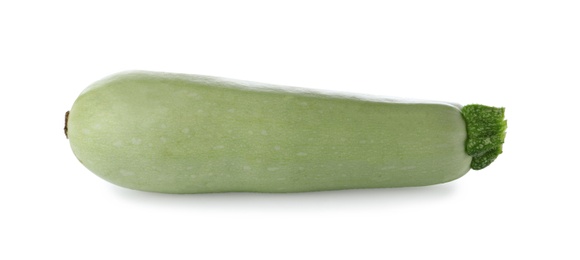 Fresh ripe zucchini squash on white background