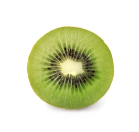 Photo of Half of fresh kiwi on white background