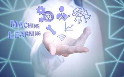 Image of Young woman demonstrating machine learning model, closeup