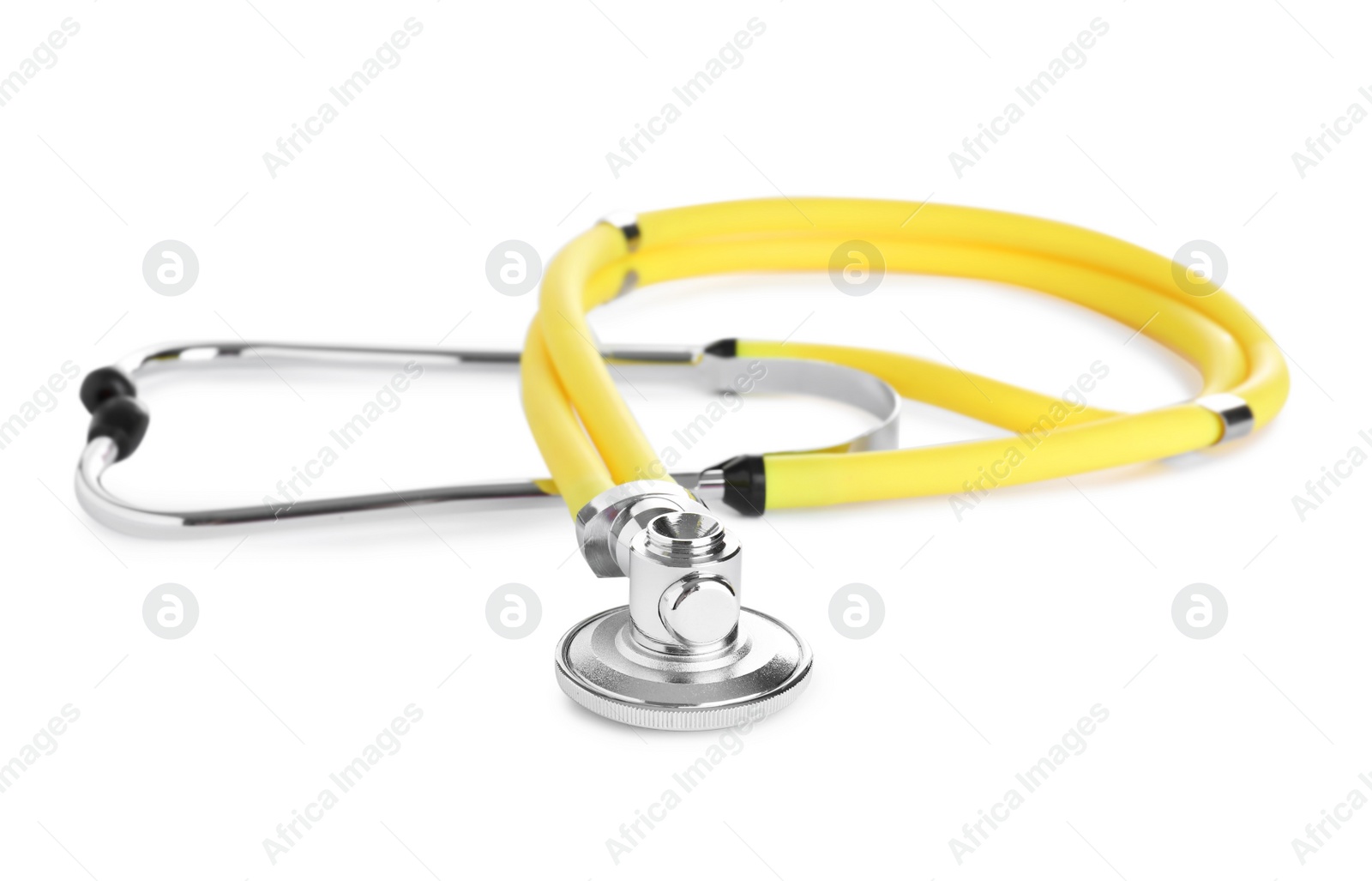 Photo of Stethoscope on white background. Professional medical device