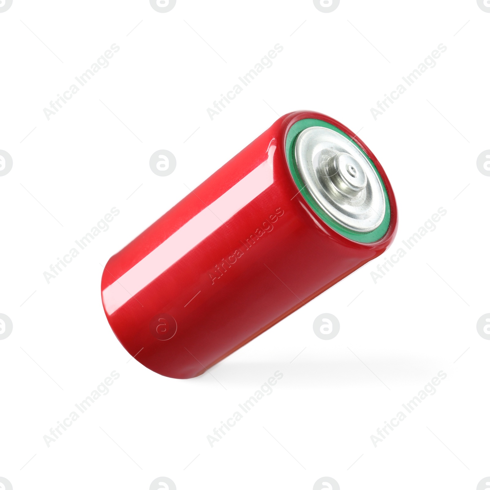 Image of New D battery isolated on white. Dry cell