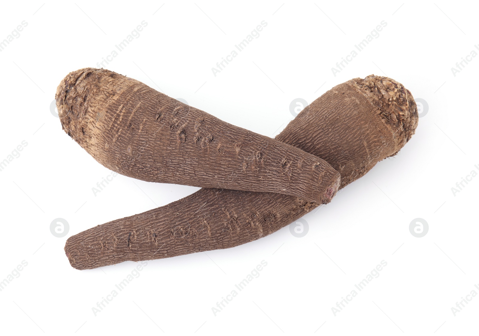 Photo of Ripe red beets isolated on white, top view