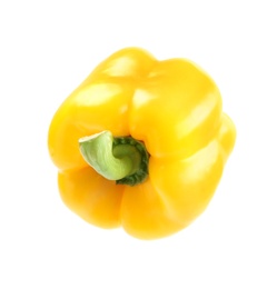 Photo of Ripe yellow bell pepper isolated on white