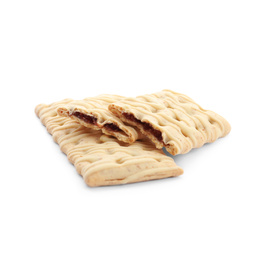 Photo of Tasty cookies with filling isolated on white