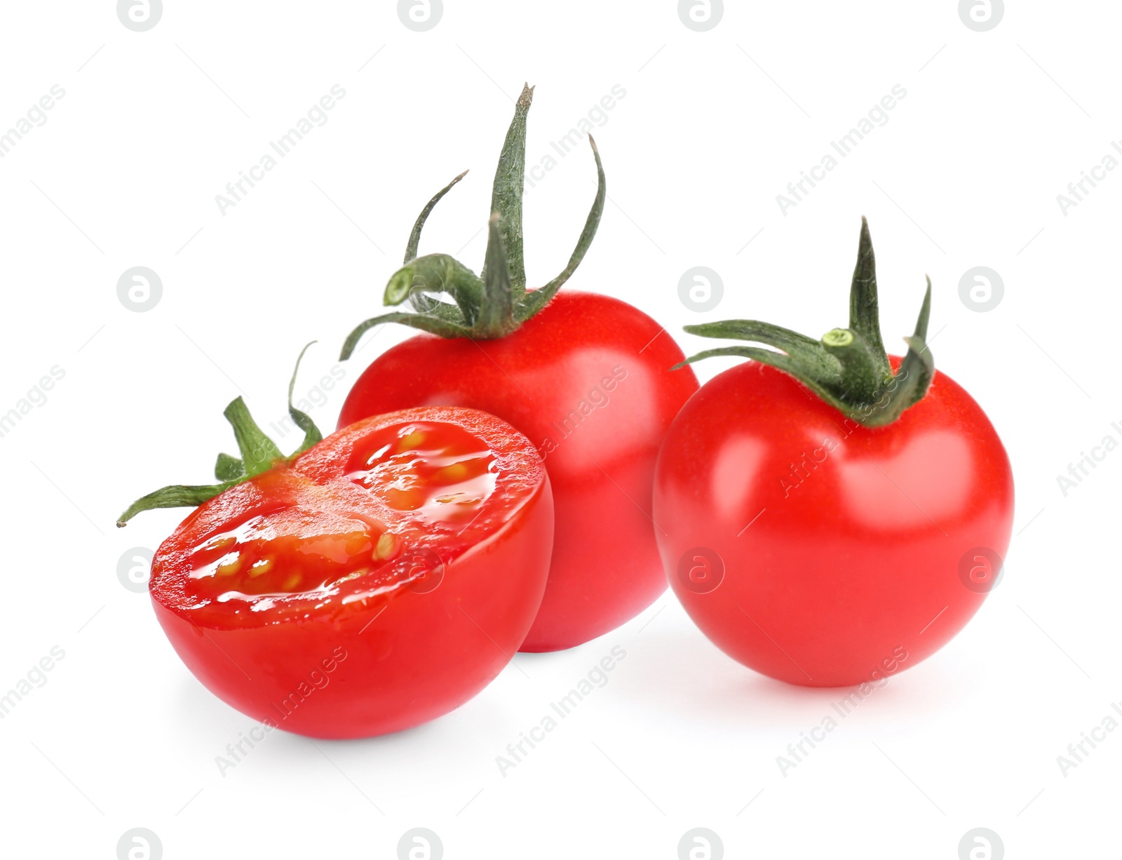 Image of Fresh ripe red tomatoes on white background