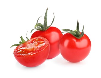 Image of Fresh ripe red tomatoes on white background