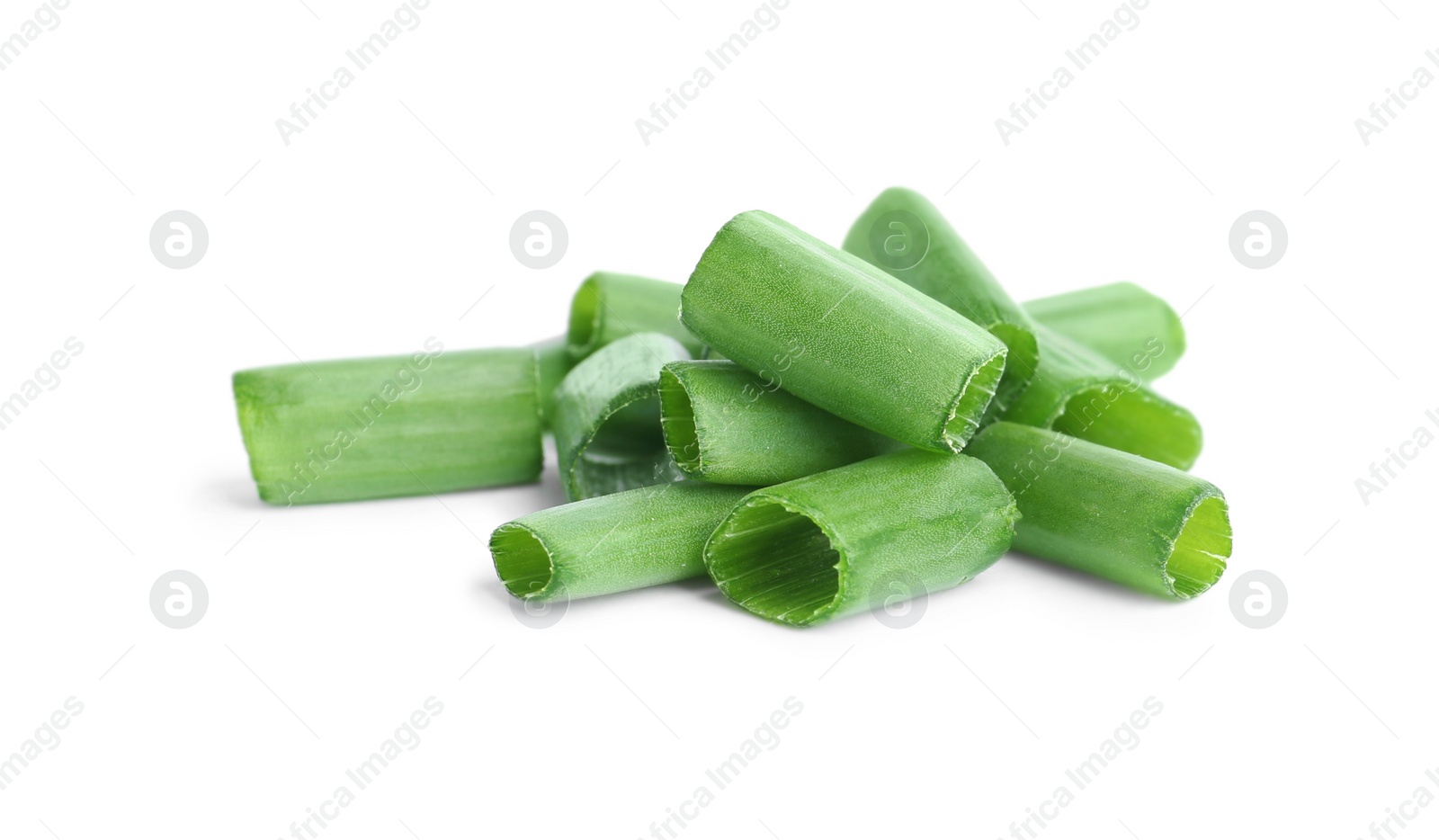 Photo of Cut green spring onion isolated on white