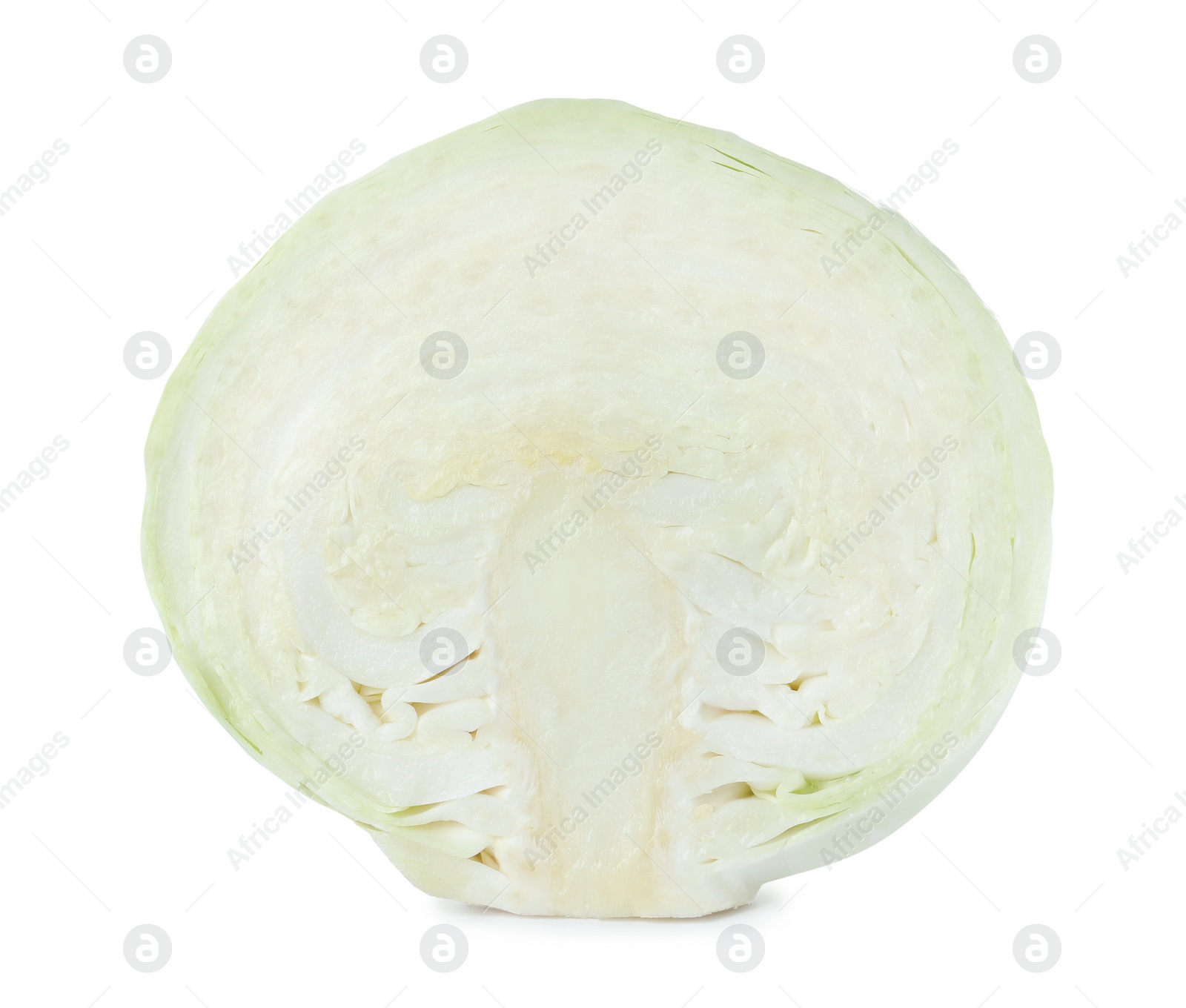 Photo of Half of fresh ripe cabbage isolated on white
