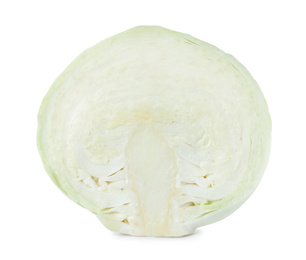 Half of fresh ripe cabbage isolated on white