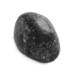 Photo of Black spa stone isolated on white, top view