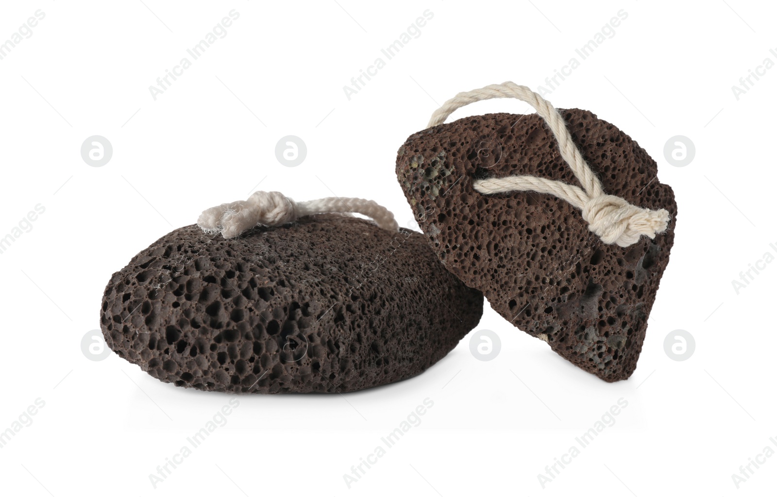 Photo of Pumice stones on white background. Pedicure tool