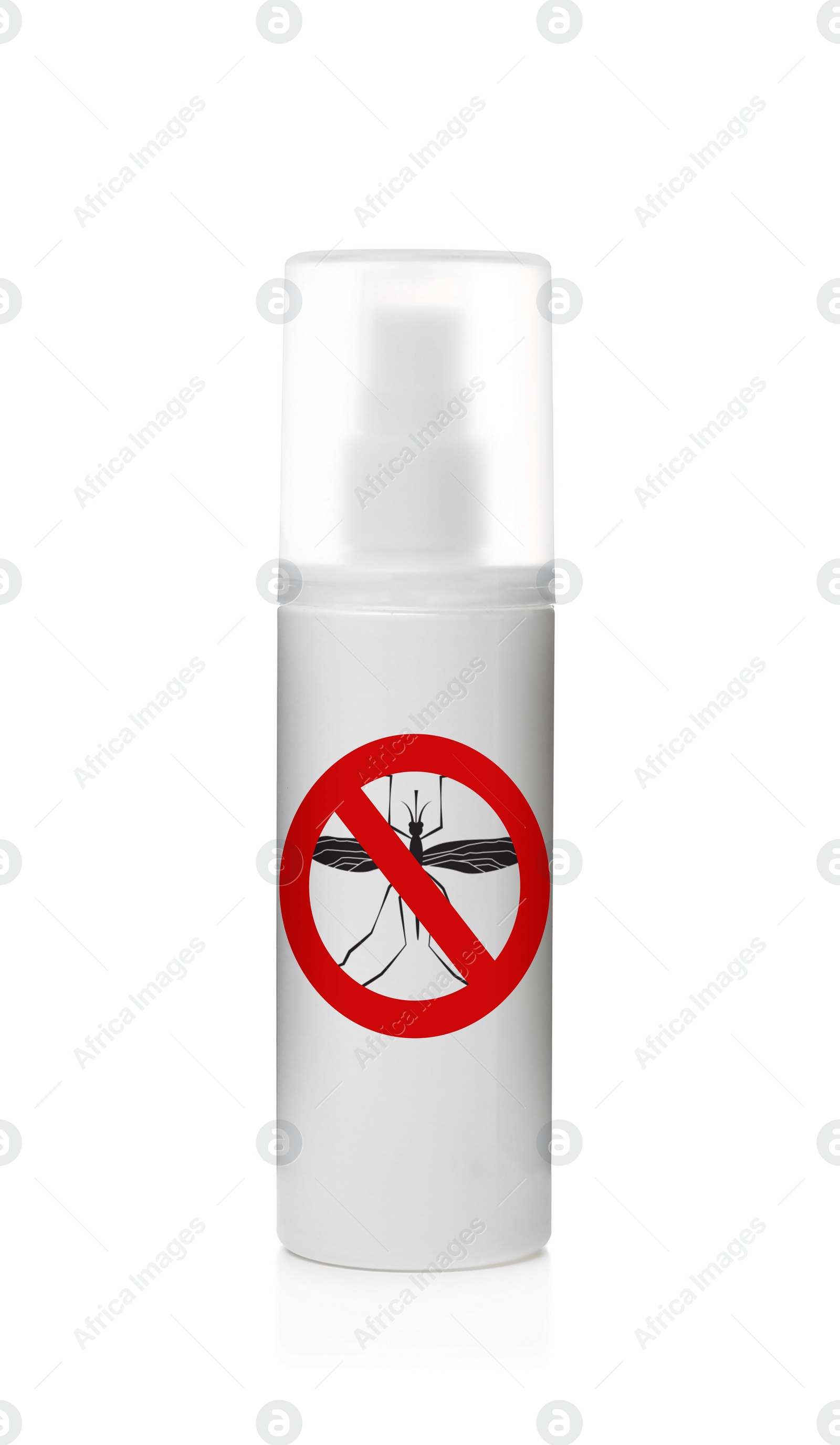 Image of Bottle of insect repellent on white background