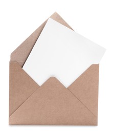 Photo of Letter envelope with card on white background