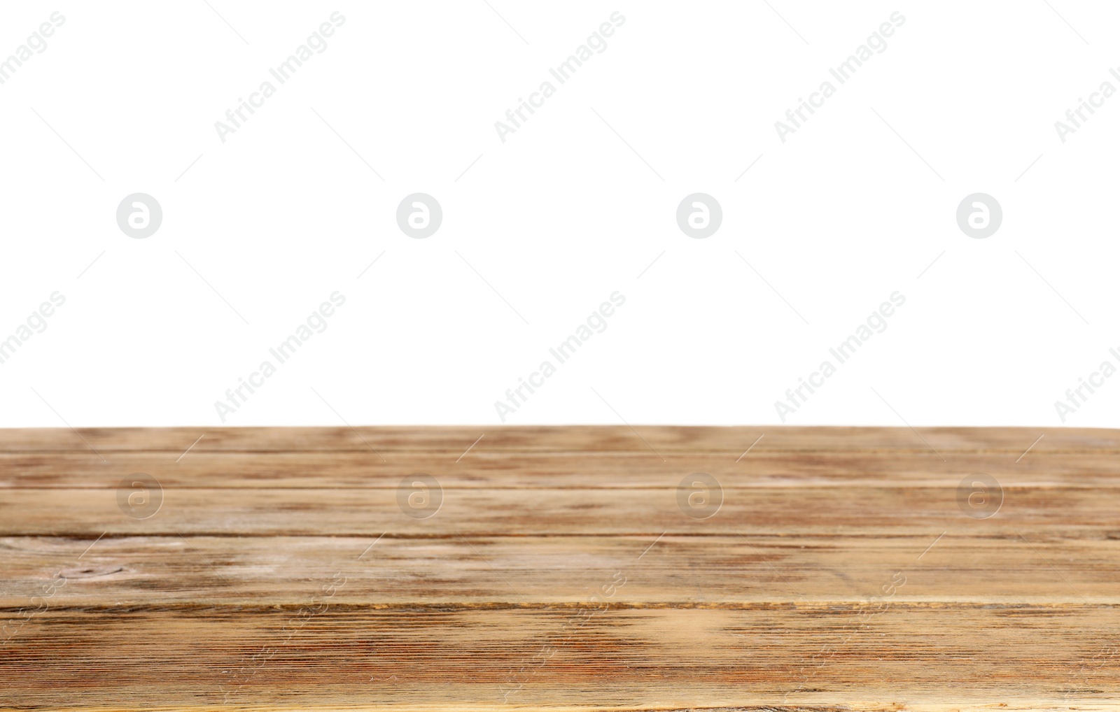 Photo of Empty wooden table on white background. Mockup for design