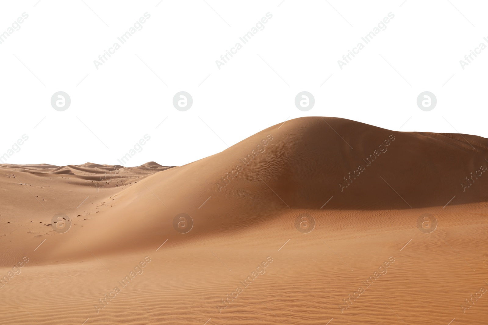 Image of Big hot sand dune on white background