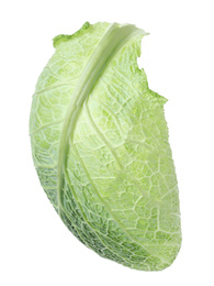 Fresh savoy cabbage leaf isolated on white