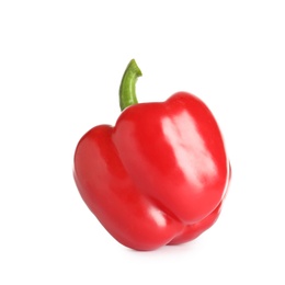 Photo of Tasty ripe red bell pepper on white background