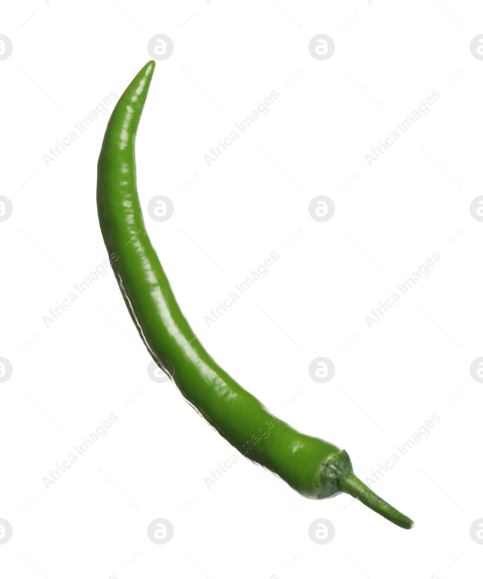 Photo of Green hot chili pepper isolated on white