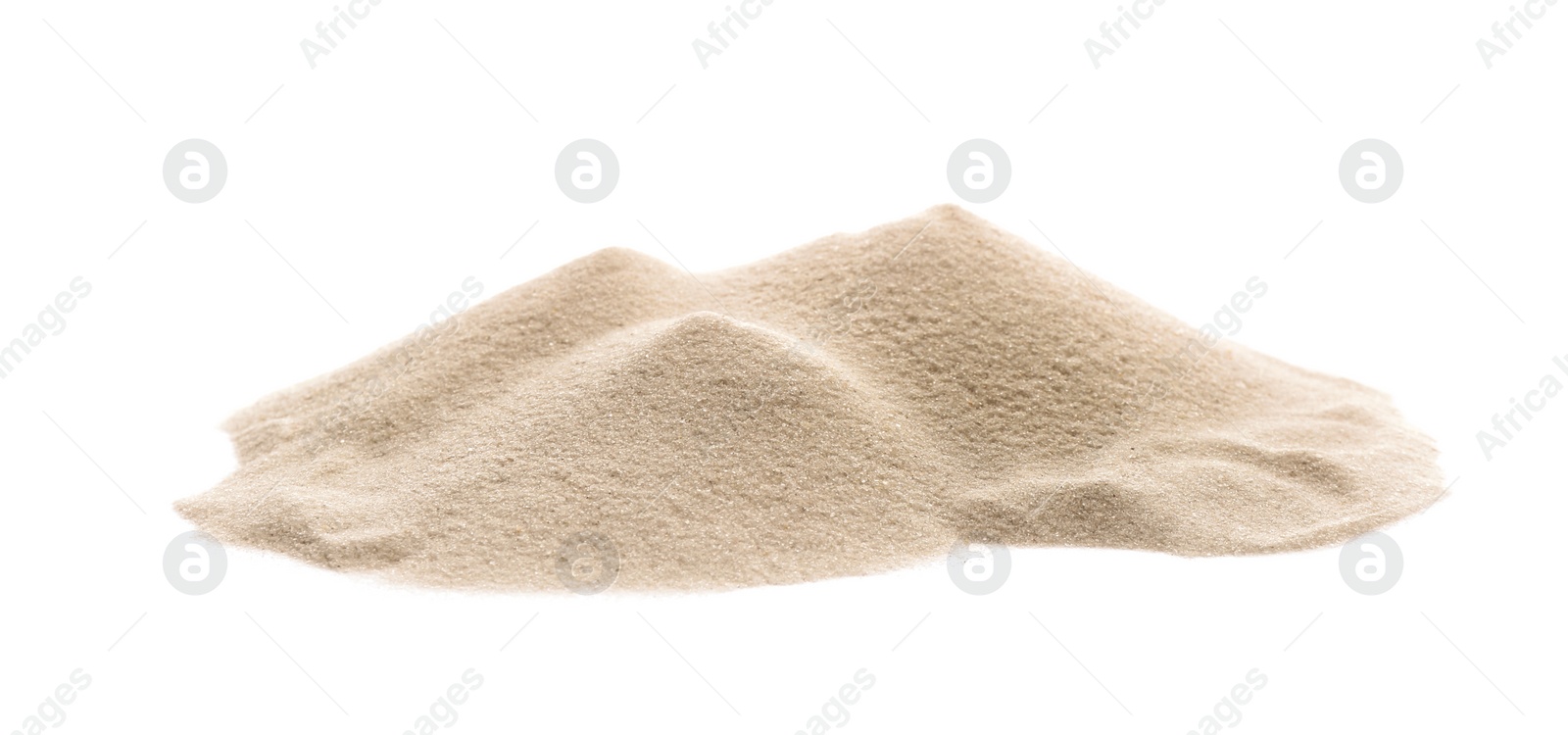 Photo of Heap of dry beach sand on white background